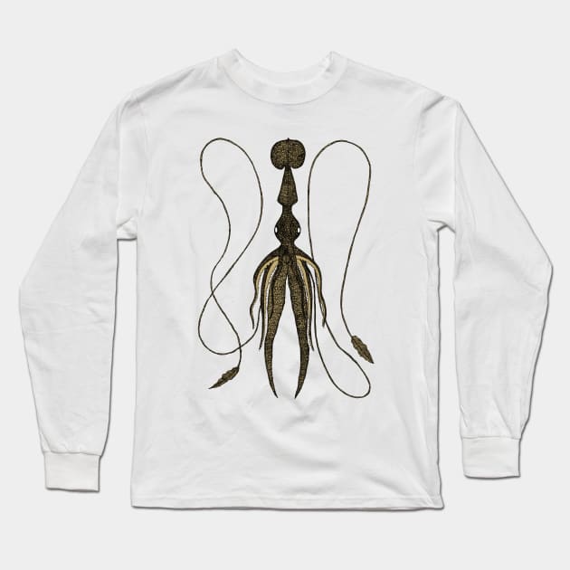 Squid Illustration Long Sleeve T-Shirt by djrbennett